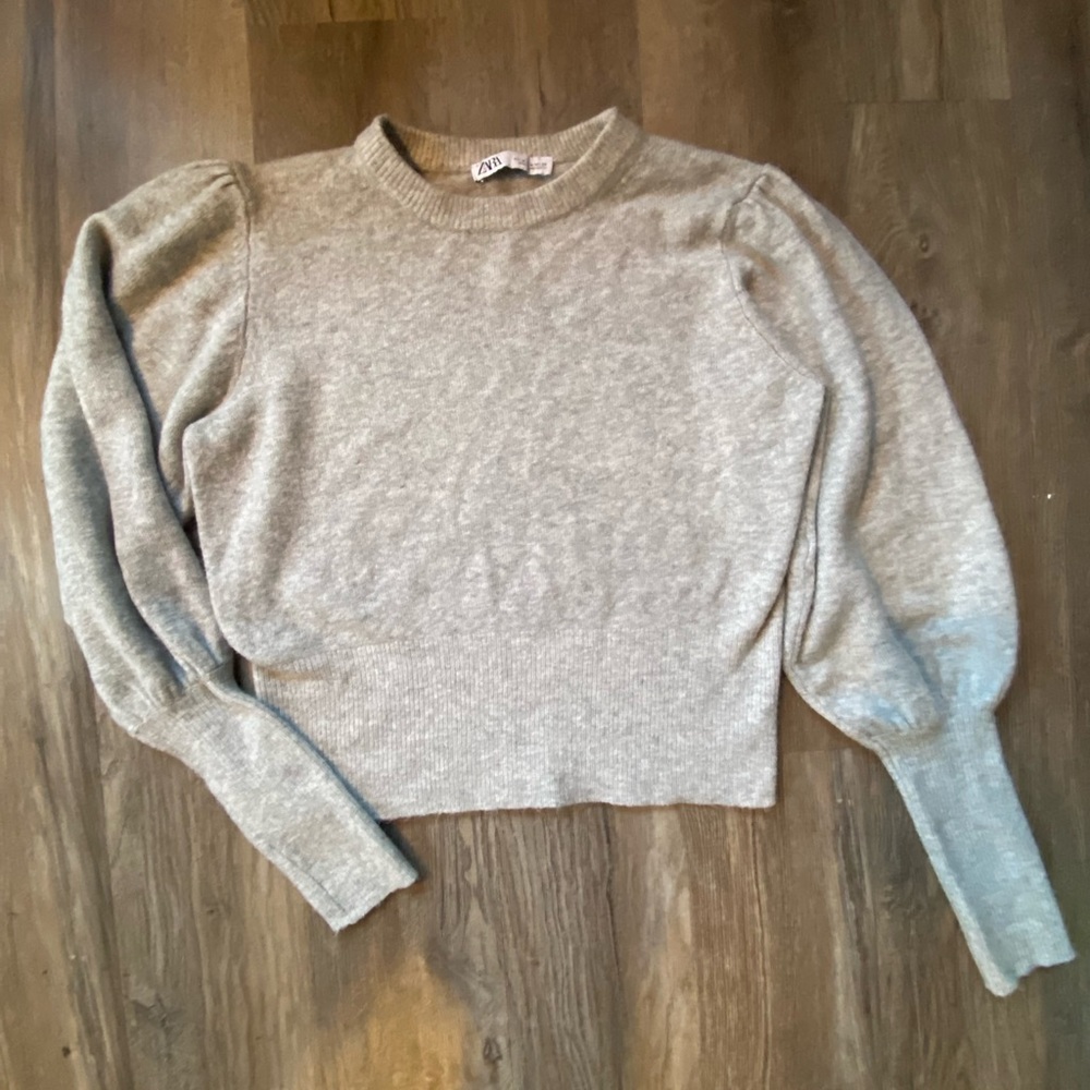 ZARA Babble Puff Sleeve Sweater Medium